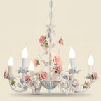 French Wrought Iron Floral Chandelier, 3, 6 or 8 Lights on a warm cream background