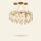 Modern Round Aluminum Chandelier, 23.6 or 31.5 In. Diameter on a warm cream background
