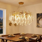 Modern Round Aluminum Chandelier, 23.6 or 31.5 In. Diameter styled in a warm modern interior