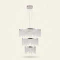 24 In. Round Crystal LED Chandelier, Chrome, Adjustable Color Temp on a warm cream background