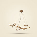 10-Light Tree Branch Chandelier, Wabi-Sabi Resin, Warm LED on a warm cream background