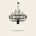 24-Light Iron Candle Chandelier, Matte Black Farmhouse, 39 In. Wide on a warm cream background