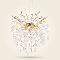 7-Light Gold Tree Branch Crystal Chandelier, 18 In. Wide on a warm cream background