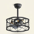 Nordic Minimalist Ceiling Fan with Light, Metal Blades, 45 in on a warm cream background