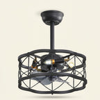 Nordic Minimalist Ceiling Fan with Light, Metal Blades, 45 in on a warm cream background