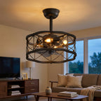 Nordic Minimalist Ceiling Fan with Light, Metal Blades, 45 in styled in a warm modern interior