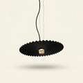 Modern Iron Pendant Light, LED, 14, 16, or 20 in on a warm cream background