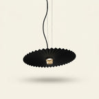 Modern Iron Pendant Light, LED, 14, 16, or 20 in on a warm cream background