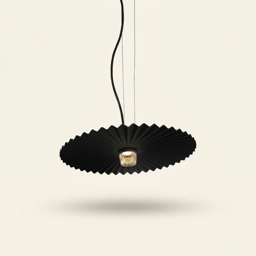Modern Iron Pendant Light, LED, 14, 16, or 20 in on a warm cream background