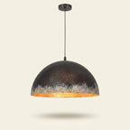 Retro Industrial Metal Pendant Light, 12 in or 16 in Diameter on a warm cream background