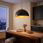Retro Industrial Metal Pendant Light, 12 in or 16 in Diameter styled in a warm modern interior