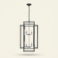 8-Lantern Tiered Iron Chandelier, Industrial Farmhouse, 18 in on a warm cream background