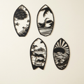 Metal surfboard wall art set of 4 on a warm cream background