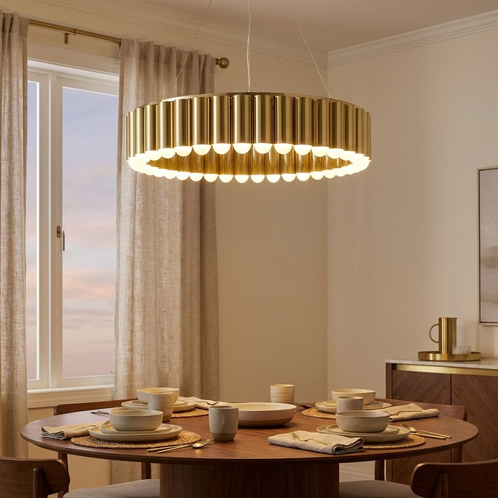 Sculptural Fish Pendant Chandelier, Iron & Aluminum, 24–47 in Wide styled in a warm modern interior