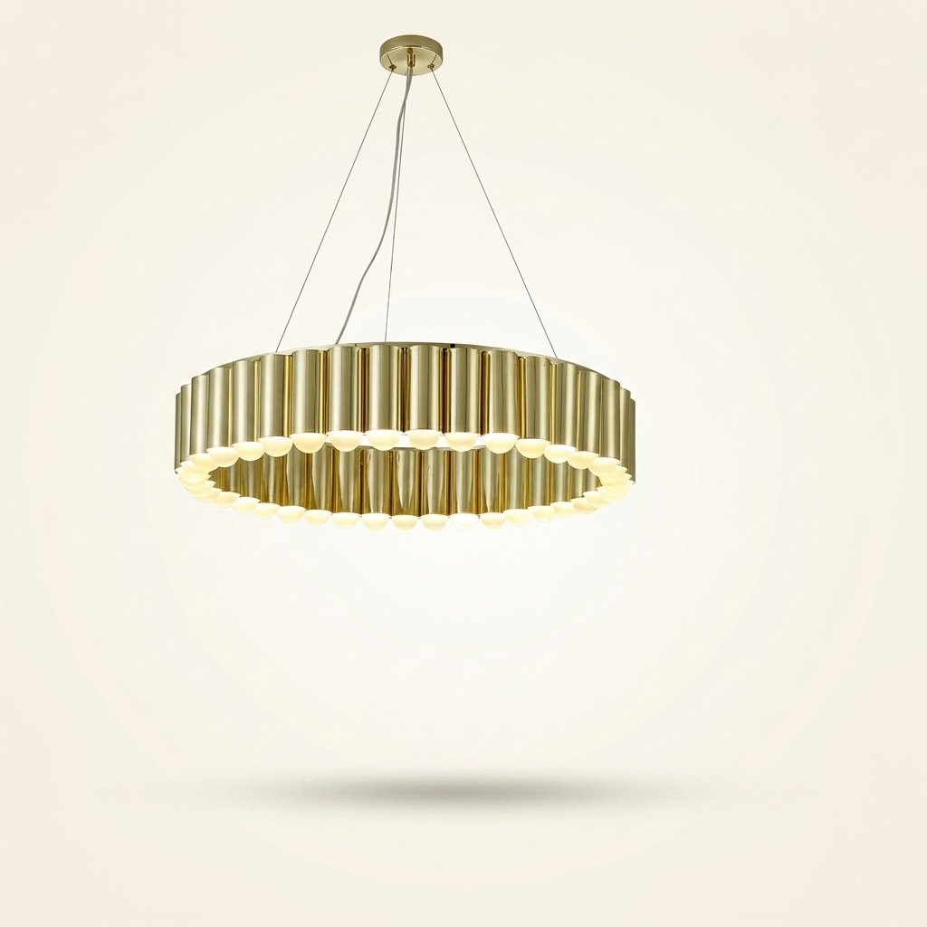 Sculptural Fish Pendant Chandelier, Iron & Aluminum, 24–47 in Wide on a warm cream background