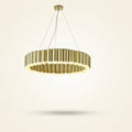 Sculptural Fish Pendant Chandelier, Iron & Aluminum, 24–47 in Wide on a warm cream background