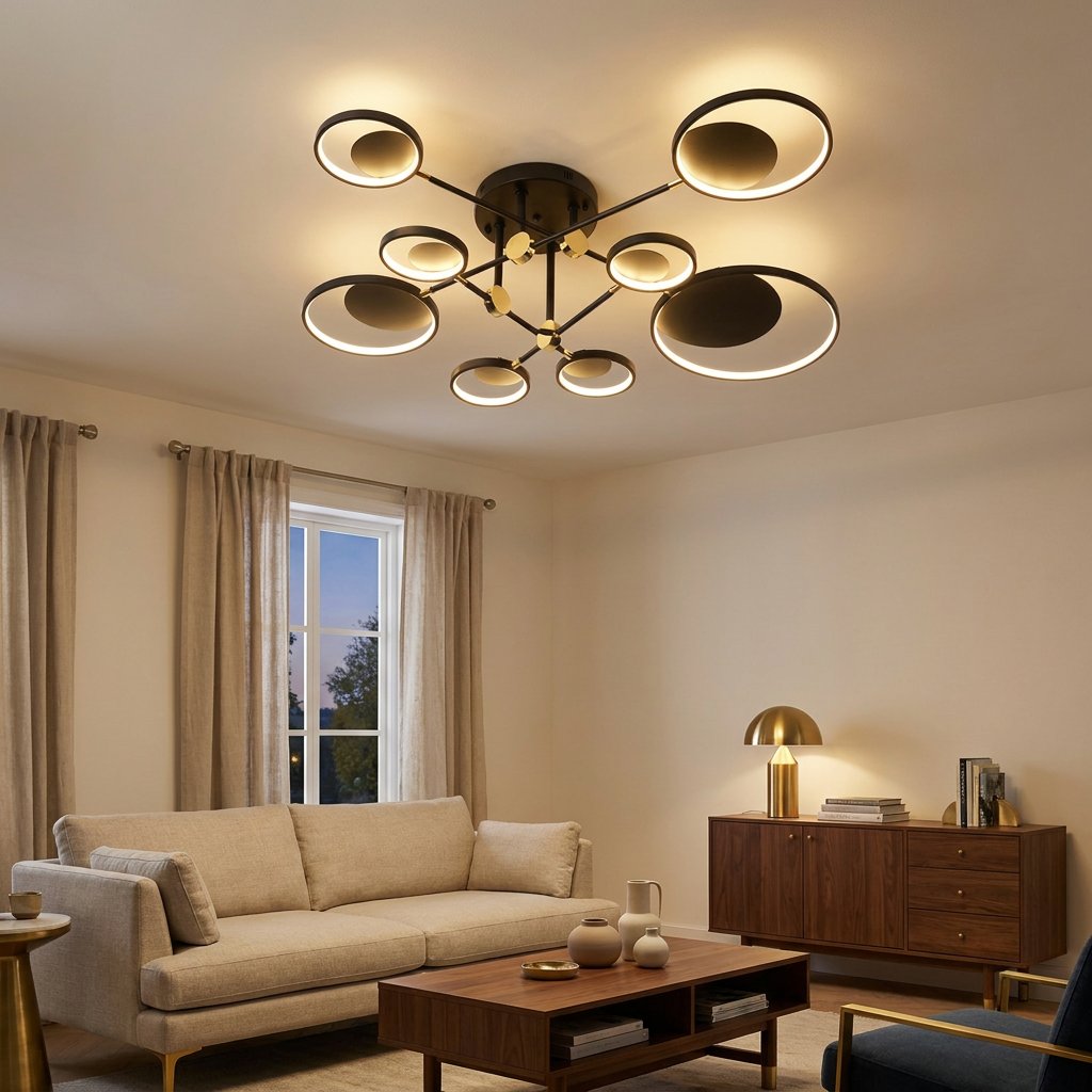 Modern Molecular Glass LED Ceiling Light, 4, 6 or 8 Lights styled in a warm modern interior