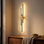 Full Copper Linear Wall Sconce, 25 to 48 in Lengths styled in a warm modern interior