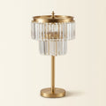 Copper Crystal Table Lamp, Tiered Prism Shade, 23 Inch on a warm cream background