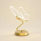 Acrylic Butterfly LED Table Lamp, Gold Base, 16 Inch on a warm cream background