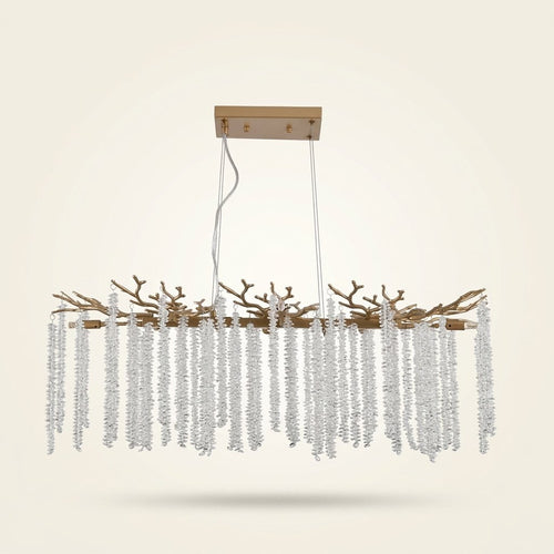 Cascading Crystal Pendant Light, 39 In. Gold Iron Frame