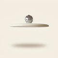 Flying Saucer LED Pendant Light, Retro Disc, Adjustable Drop on a warm cream background