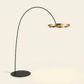 Arc Floor Lamp with LED Ring Head, Cantilever Design on a warm cream background
