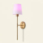 Battery-Operated Wall Sconce with Remote, Wireless, Gold, Set of 2 for Living Room on a warm cream background