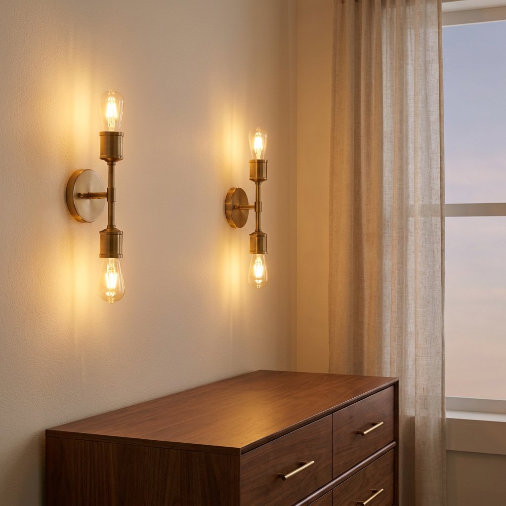 Modern 2-Light Wall Sconce with Clear Glass Shades, Gold Finish, for Bathroom Vanity Over Mirror styled in a warm modern interior