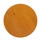 Cane drum side table — detail of the round rubberwood top and its grain