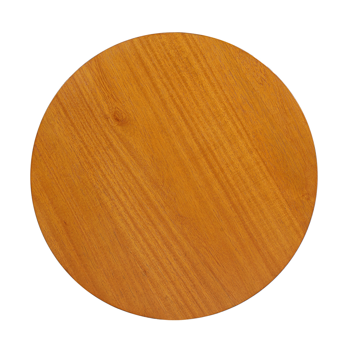 Cane drum side table — detail of the round rubberwood top and its grain
