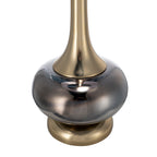 Smoked glass gourd table lamp — detail of the mirrored glass body and gold-tone foot