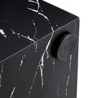 Faux marble pedestal side table — detail of a round non-slip pad on the underside