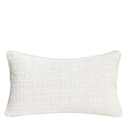 Textured chenille lumbar pillow cover in ivory with a nubby woven face on a plain white background