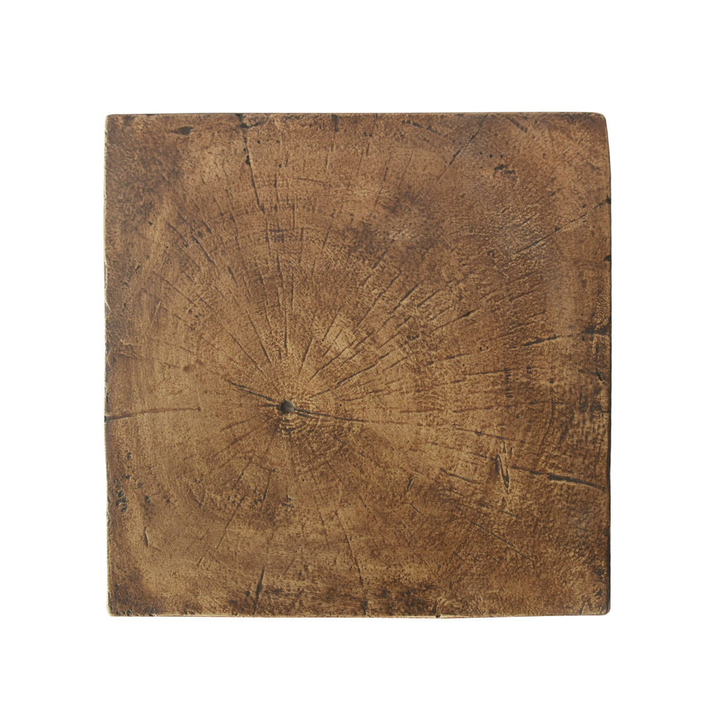 Twisted hourglass side table — top view of the end-grain ring finish