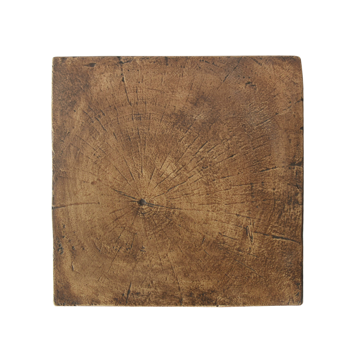 Twisted hourglass side table — top view of the end-grain ring finish
