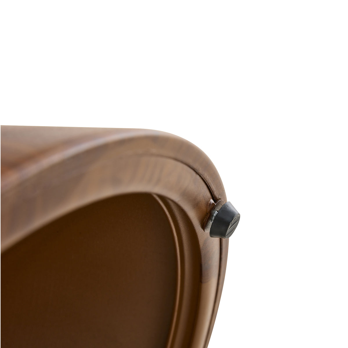 Cone table base — detail of the edge trim and a non-slip rubber foot pad